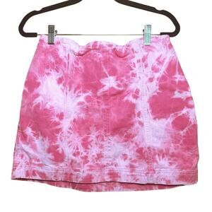 BDG Tie Die Pink Denim Mini Skirt Size Small Excellent Condition